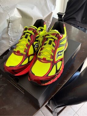 Saucony Men’s High-Vis Yellow & Red Athletic Running Shoes